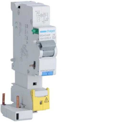 Hager BDH Series RCCB, 40A, 1P+N Pole, 30mA, Type A-HI - BDH240F product image