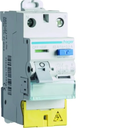Hager CFF RCD Switch, 63A, 2 Pole, 300mA, Type F, 230V - CFF163F product image