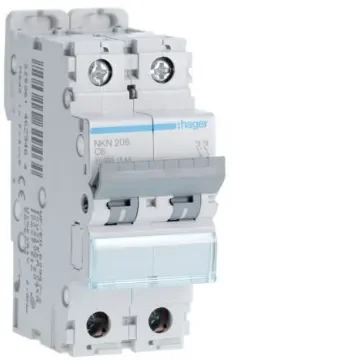 Hager Hager NKN Circuit Breaker, 2P, 6A Curve C, 400V AC, 15 kA Breaking Capacity - NKN206 product image