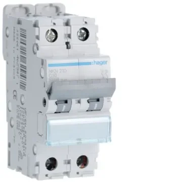 Hager Hager NKN Circuit Breaker, 2P, 10A Curve C, 400V AC, 15 kA Breaking Capacity - NKN210 product image
