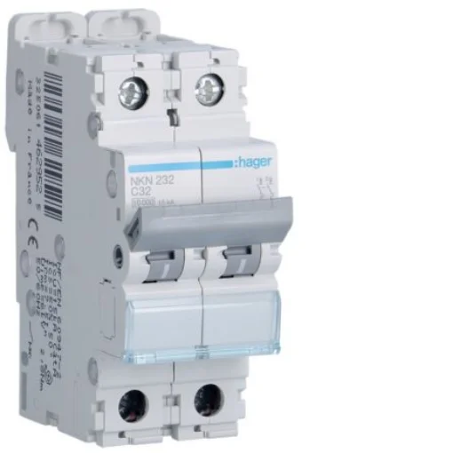 Hager Hager NKN Circuit Breaker, 2P, 32A Curve C, 400V AC, 15 kA Breaking Capacity - NKN232 product image