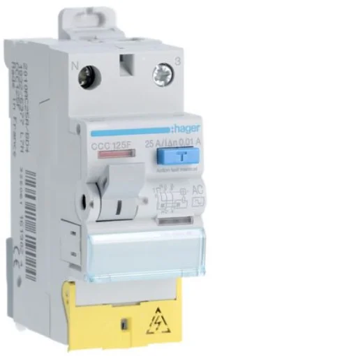Hager CCC RCD, 25A, 2 Pole, 10mA, Type AC, 230V - CCC125F product image