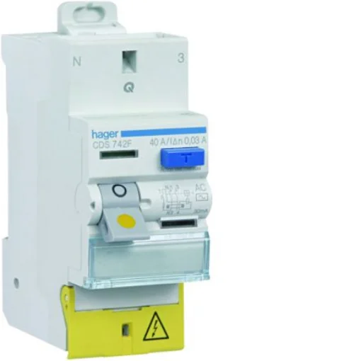 Hager CDS RCD Switch, 40A, 2 Pole, 30mA, Type AC, 230V - CDS742F product image