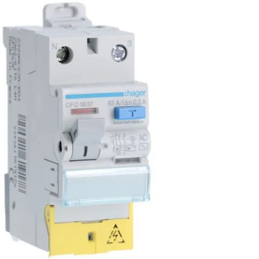 Hager CFC RCD Switch, 63A, 2 Pole, 300mA, Type AC, 230V - CFC163F product image
