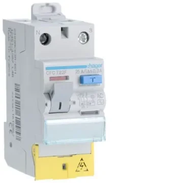 Hager CFC RCD Switch, 25A, 2 Pole, 300mA, Type AC, 230V - CFC722F product image