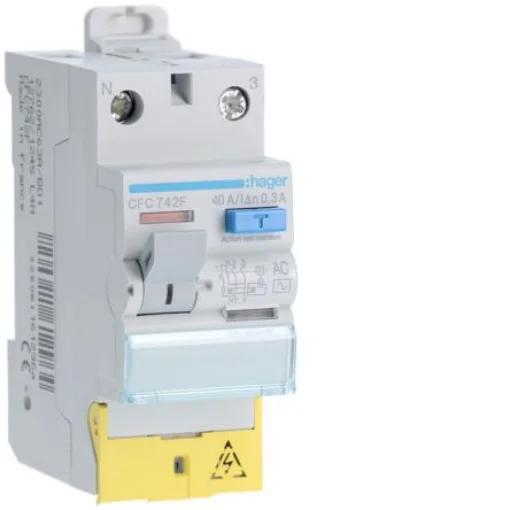 Hager CFC RCD Switch, 40A, 2 Pole, 300mA, Type AC, 230V - CFC742F product image