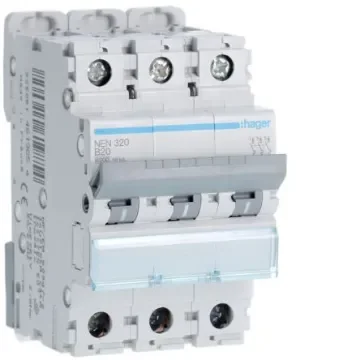 Hager Hager NEN Circuit Breaker, 3P, 20A Curve B, 400V AC, 10 kA Breaking Capacity - NEN320 product image