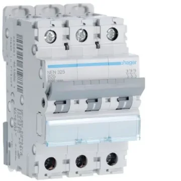 Hager Hager NEN Circuit Breaker, 3P, 25A Curve B, 400V AC, 10 kA Breaking Capacity - NEN325 product image