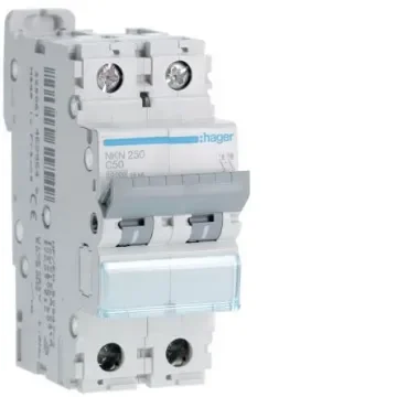 Hager Hager NKN Circuit Breaker, 2P, 50A Curve C, 400V AC, 15 kA Breaking Capacity - NKN250 product image