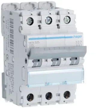 Hager Hager NKN Circuit Breaker, 3P, 25A Curve C, 400V AC, 15 kA Breaking Capacity - NKN325 product image