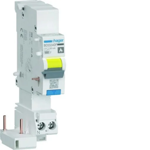 Hager BDD RCCB, 40A, 1P+N Pole, 30mA, Type F - BDD240F product image