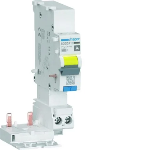 Hager BDD RCCB, 40A, 2 Pole, 30mA, Type F - BDD241F product image