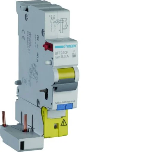 Hager BFF RCCB, 40A, 1P+N Pole, 300mA, Type F - BFF240F product image