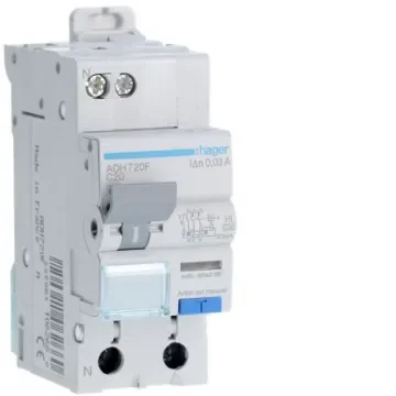 Hager RCBO, 20A Current Rating, 1P+N Poles, 30mA Trip Sensitivity, Type A - ADH720F product image