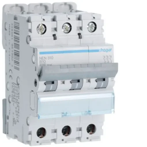 Hager NEN MCB, 3P, 10A, 400V AC, 10 Breaking Capacity - NEN310 product image