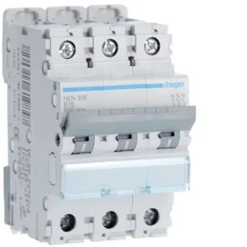 Hager NEN MCB, 3P, 16A, 400V AC, 10 Breaking Capacity - NEN316 product image