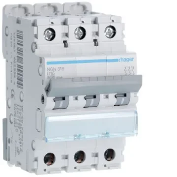 Hager NGN MCB, 3P, 16A, 400V AC, 10 Breaking Capacity - NGN316 product image
