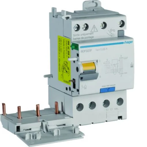 Hager BDF RCCB, 25A, 3P+N Pole, 30mA, Type F - BDF925F product image