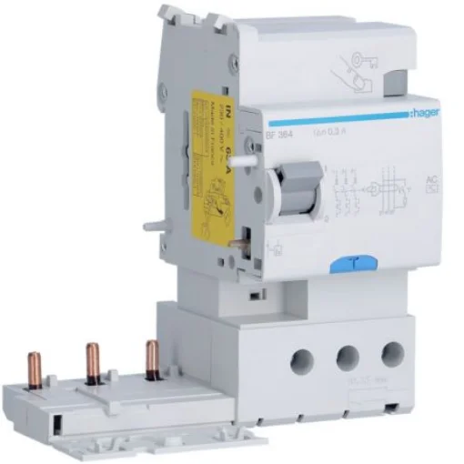 Hager BF RCCB, 63A, 3P Pole, 300mA, Type AC - BF364 product image
