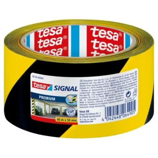 Tesa 58131 Red/White PVC Film 66mm Hazard Tape, 0.065mm Thickness - 58131-00000-01 product image