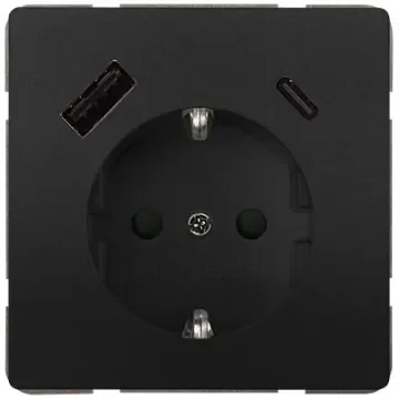 Siemens 5UB1870 Anthracite Electrical Socket, 16A, Schuko, USB - 5UB1870-1AC01 product image