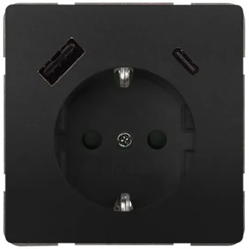 Siemens 5UB1870 Anthracite Electrical Socket, 16A, Schuko, USB - 5UB1870-1AC01 product image