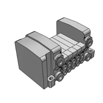 SMC VV5QC11 series 5 station One-Touch Fitting 6 mm Manifold for use with VQC1000, VV5QC11-05C6SD0 product image