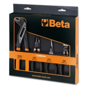 BETA 1169N/D4 4-Piece Plier Set, Straight Tip, 160 mm, 180 mm, 250 mm Overall product image