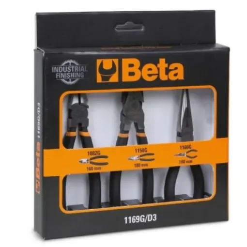 BETA 1169G/D3 3-Piece Plier Set, Straight Tip, 160 mm, 180 mm Overall product image