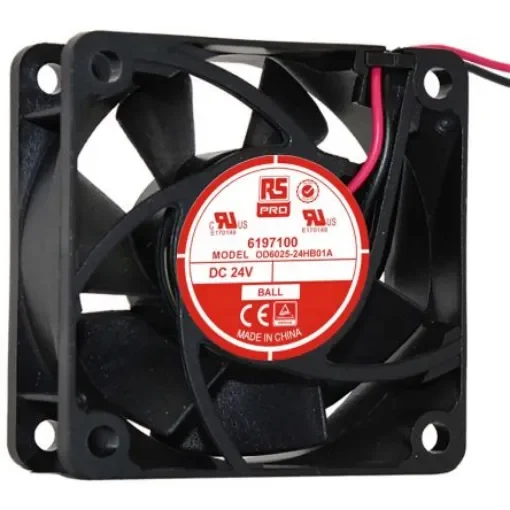 RS PRO Axial Fan, 24 V dc, DC Operation, 40.8m³/h, 3.5W, 120mA Max, 60 x 60 x 25mm - 6197100 product image