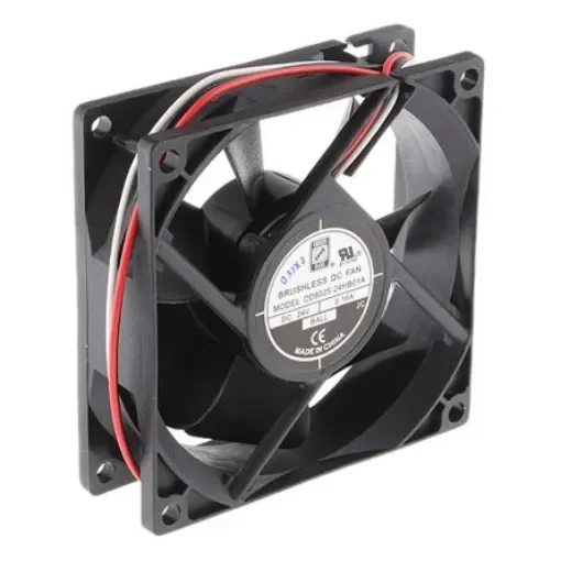 RS PRO Axial Fan, 24 V dc, DC Operation, 68m³/h, 2.41W, 100mA Max, 80 x 80 x 25mm - 6197122 product image