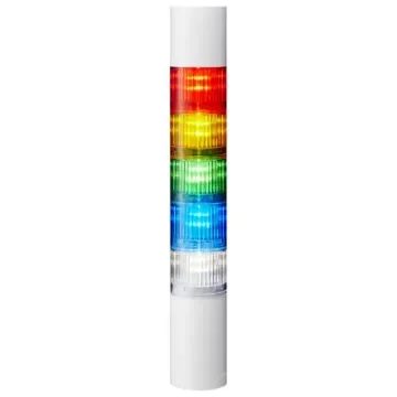 Patlite LR5 Series Amber, Blue, Green, Red, White Buzzer Signal Tower, 5 Lights, 24 V dc, Direct Mount - LR5-502WEBW-RYGBC product image