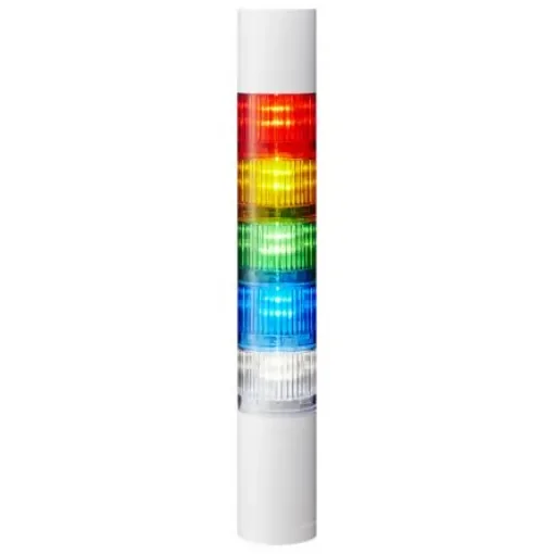 Patlite LR5 Series Amber, Blue, Green, Red, White Buzzer Signal Tower, 5 Lights, 24 V dc, Direct Mount - LR5-502WEBW-RYGBC product image