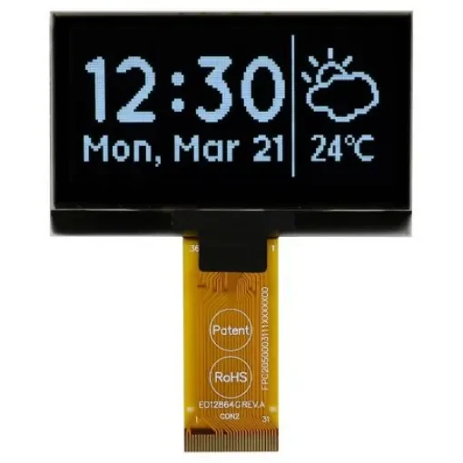 Midas White Passive matrix OLED Display 128 x 64pixels COT Multi Interface - MCOT128064HA1V-WM product image
