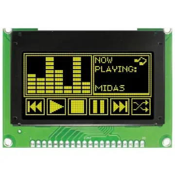Midas 2.42in Yellow Passive matrix OLED Display 128 x 64pixels COB Parallel Interface - MCOB128064T1V-YP product image