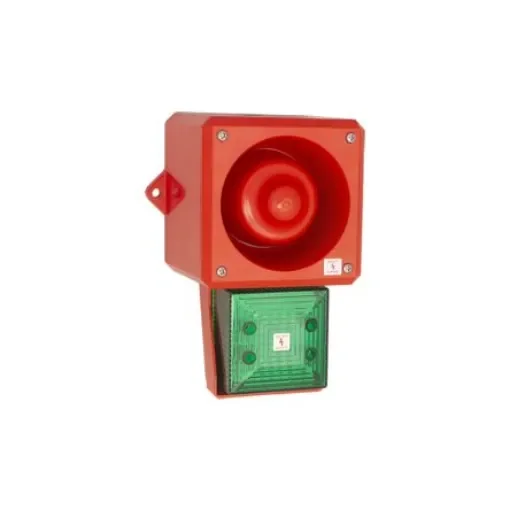 Moflash YL5IS Hi-Vis Series Green Beacon, 16.2 To 26.4 V, IP66, Base-mounted, 105dB at 1 Metre - 245542 product image