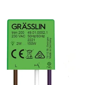 Grasslin 1 Gang Push Button Dimmer Switch, 230V ac, 150W - 49.01.0002.1 product image