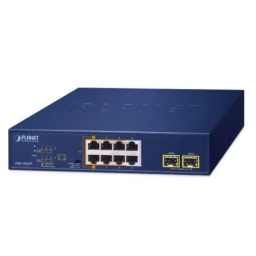 Planet GSD-1022UP, Unmanaged 8 Port Network Switch With PoE RJ-45 product image