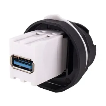 AXINDUS Straight, Panel Mount, Socket- Dual Port Type USB 3 Type A Type A IP68 USB Connector - I4COUPLUSB3IP68 product image