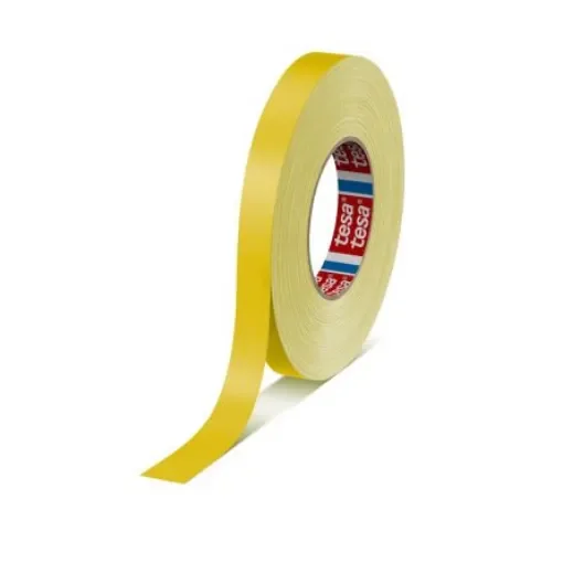 Tesa 04651-00519-00 Cloth Tape, 50m x 19mm, Yellow, Acrylic Coated Finish product image