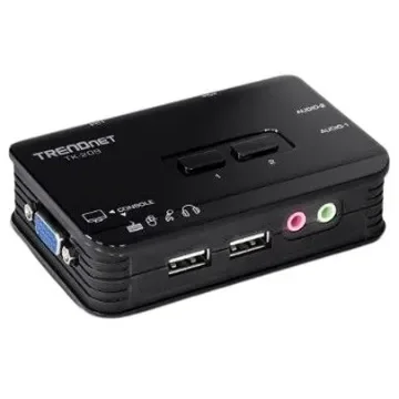 Trendnet 2 Port Dual Monitor USB SVGA, VGA KVM Switch, 3.5 mm Jack 2048 x 1536 Maximum Resolution - TK-209K product image