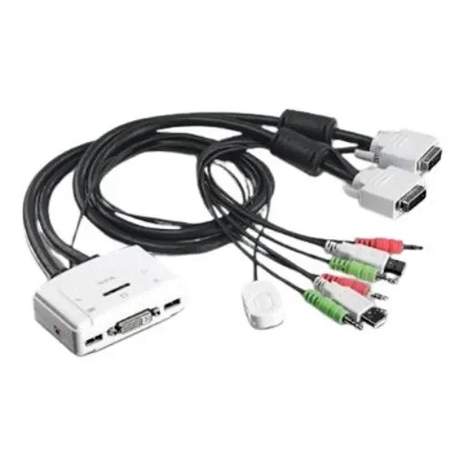 Trendnet 2 Port Dual Monitor USB DVI-D KVM Switch, 3.5 mm Jack 1920 x 1200 Maximum Resolution - TK-214I product image