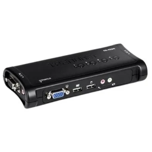 Trendnet 4 Port Quad Monitor USB SVGA, VGA KVM Switch, 3.5 mm Jack 2048 x 1536 Maximum Resolution - TK-409K product image