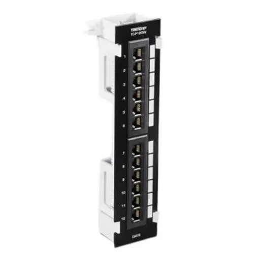 Trendnet TC Series Cat5e, Cat6 12 Port RJ45 Patch Panel Unshielded 253mm Black, White - TC-P12C6V product image