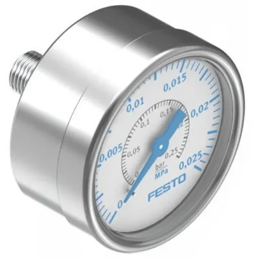 Festo G 1/4 Analogue Pressure Gauge 0.25bar Inline 63mm Outside Diameter - PAGN-63-0.025M-G14-1.6 product image
