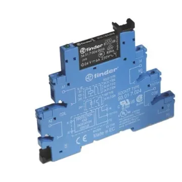 Finder 38.51 Series Electromechanical Interface Relay, DIN Rail Mount, 24V Coil, SPDT, 1-Pole, 6A Load - 38.51.0.024.5060 product image