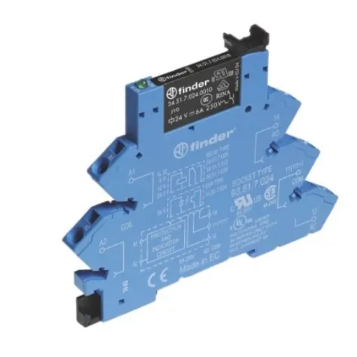 Finder 38.61 Series Electromechanical Interface Relay, DIN Rail Mount, 12V Coil, SPDT, 1-Pole, 6A Load - 38.61.7.012.5050 product image