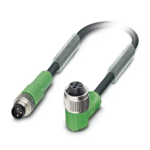 Phoenix Contact Straight Male 3 way M8 to Right Angle Female 3 way M12 Sensor Actuator Cable, 2m - 1418291 product image