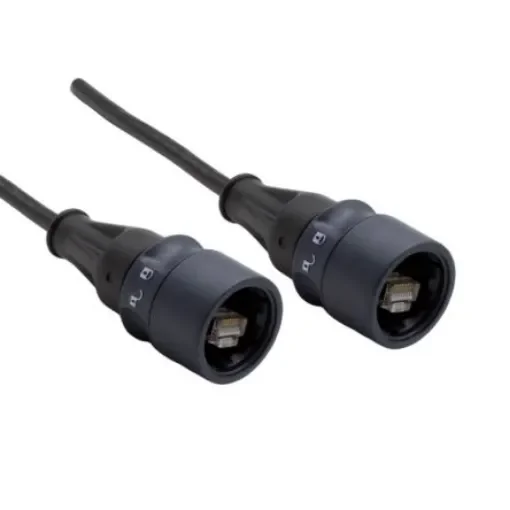Bulgin6000, 3m Cat6a, Black RJ45 to Male RJ45 Male, Shielded Shielded, Terminated PVC Sheath - PXP6098/3M00 product image