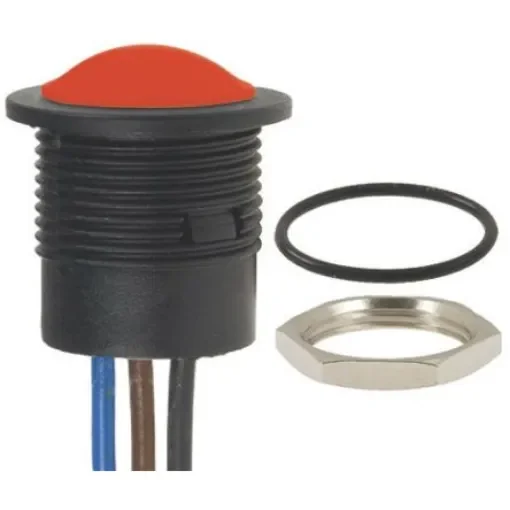 APEM Push Button Switch, Panel Mount, 16.2mm Cutout, SPDT, 24V dc, IP67 - IAR5F1900 product image